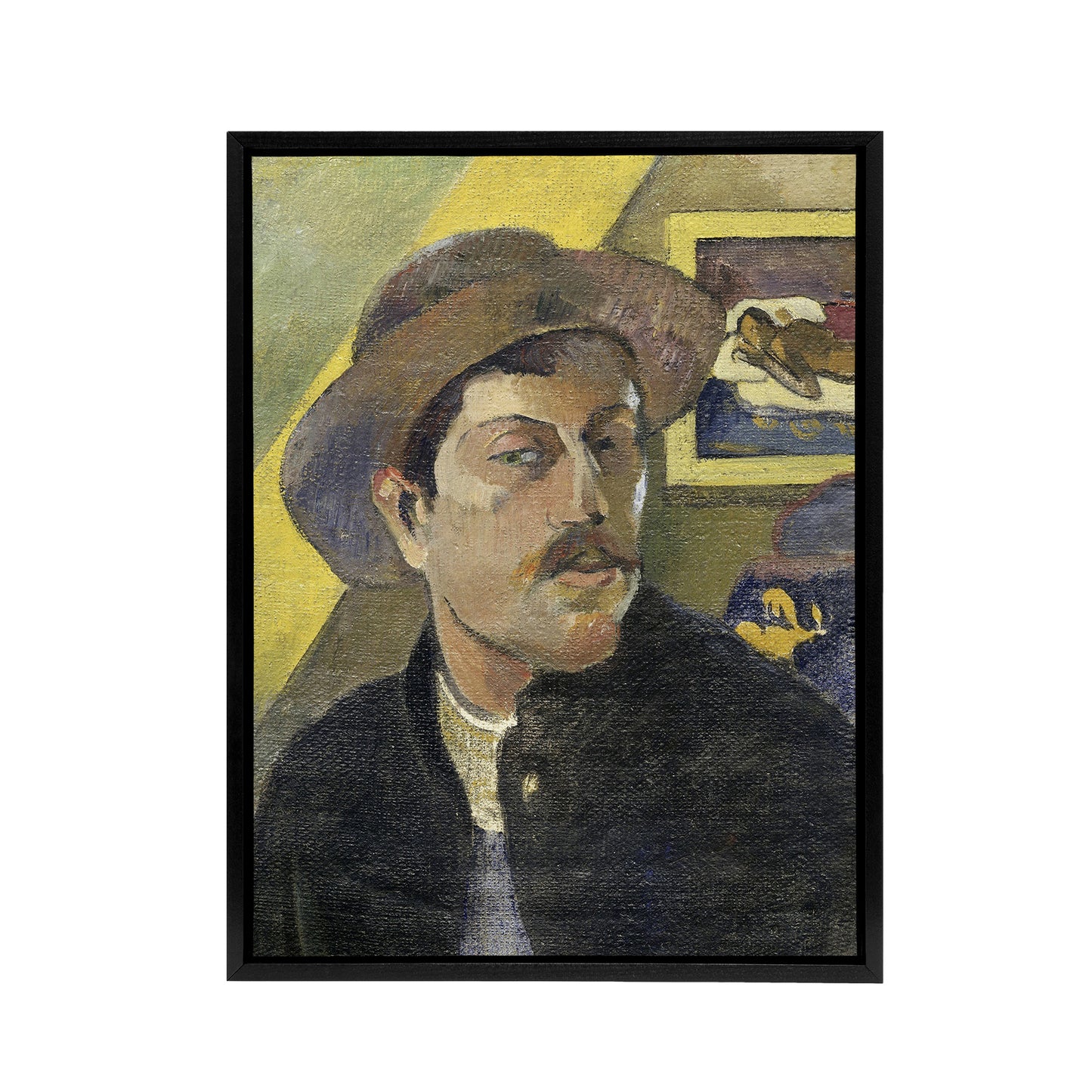 Self Portrait in a Hat Paul Gauguin Framed Canvas Wall Art Print