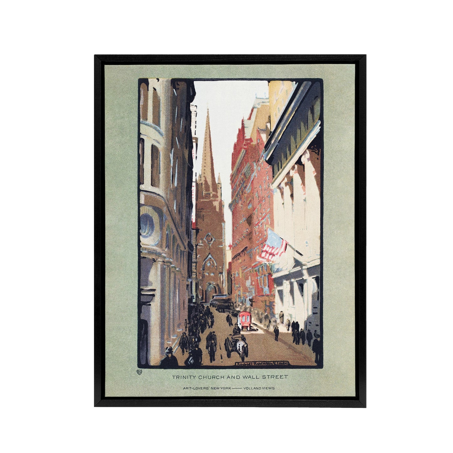 Trinity Church and Wall Street Elmer Framed Canvas Wall Art Print
