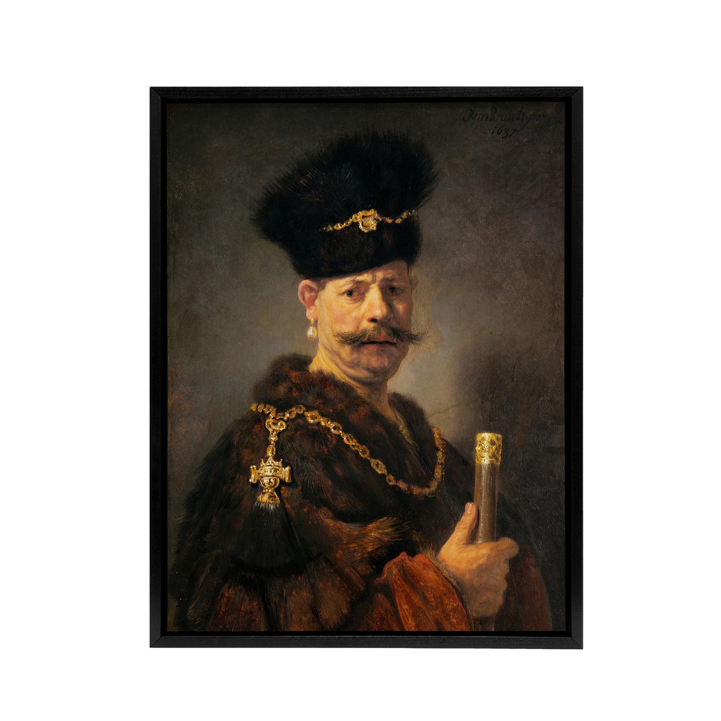 A Polish nobleman Rembrandt van Rijn Framed Canvas Wall Art Print
