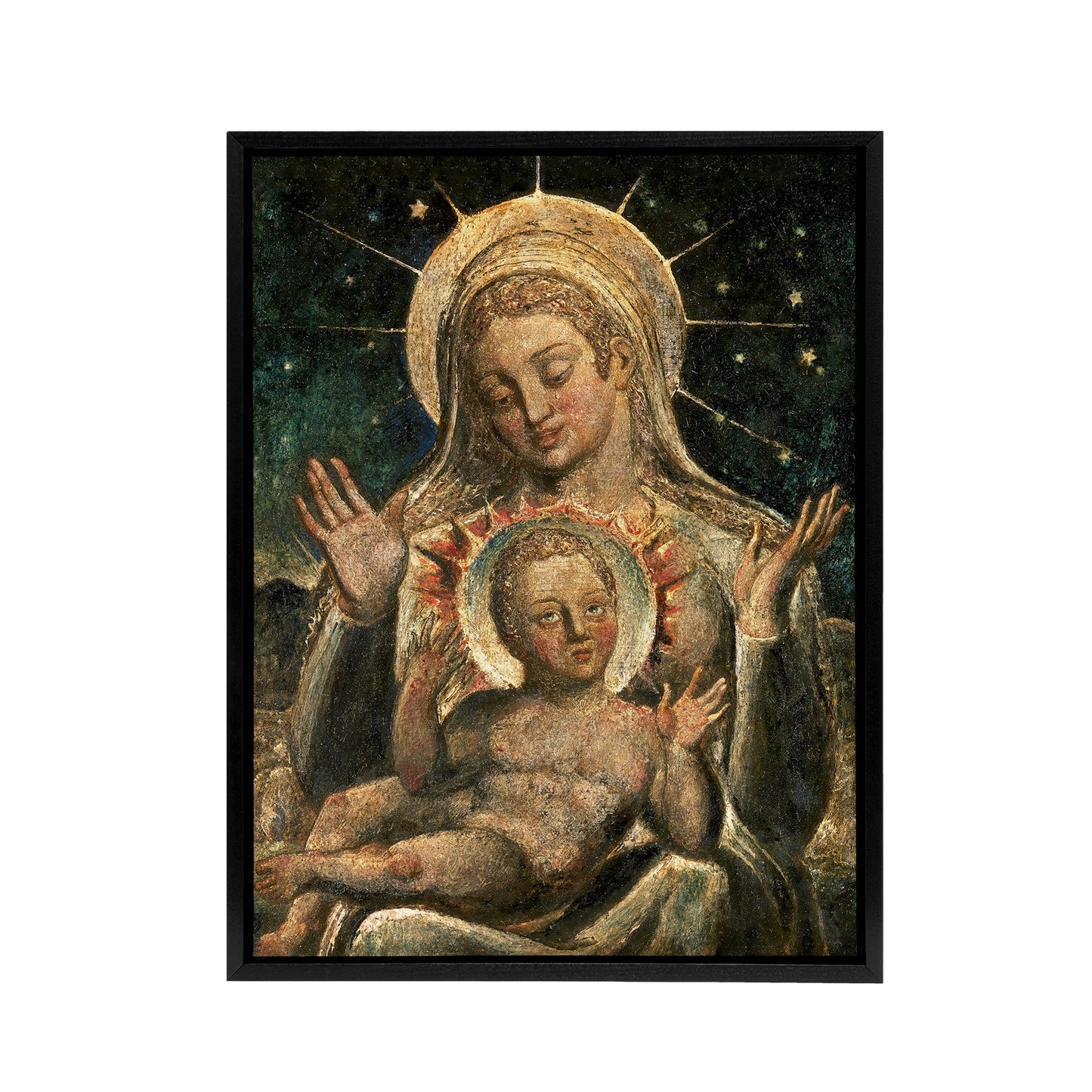 Virgin Mary and Child Painting William Blake Framed Canvas Wall Art Print