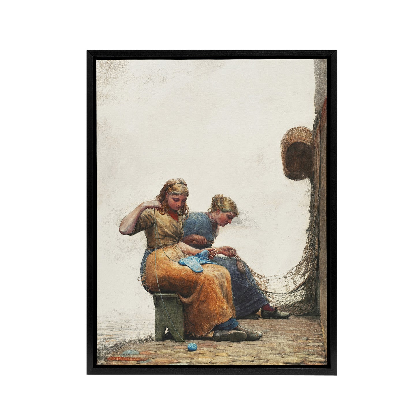 Mending the Fishing Nets Winslow Homer Framed Canvas Wall Art Print