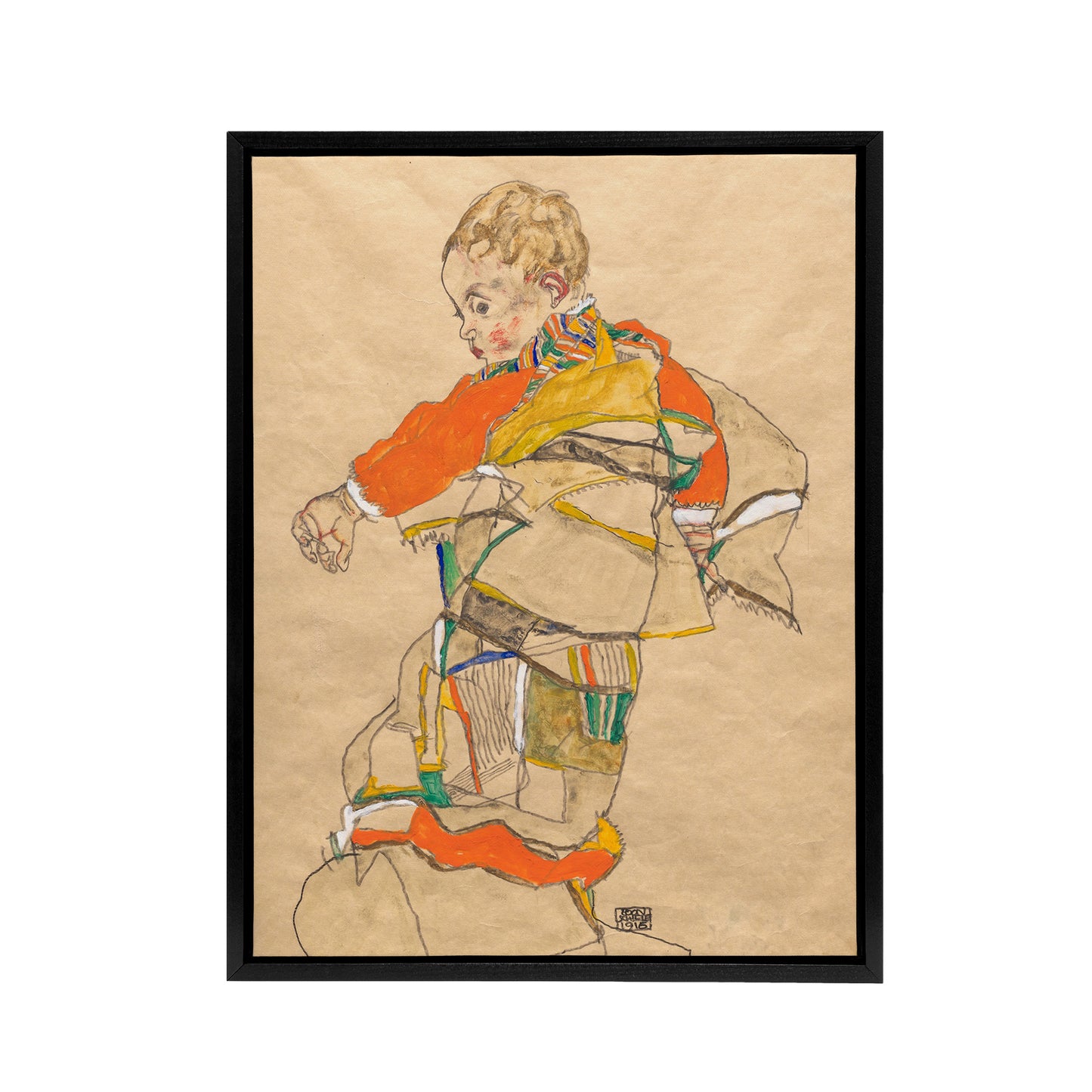 Anton Peschka Jr Portrait of a Child Schiele Framed Canvas Wall Art Print