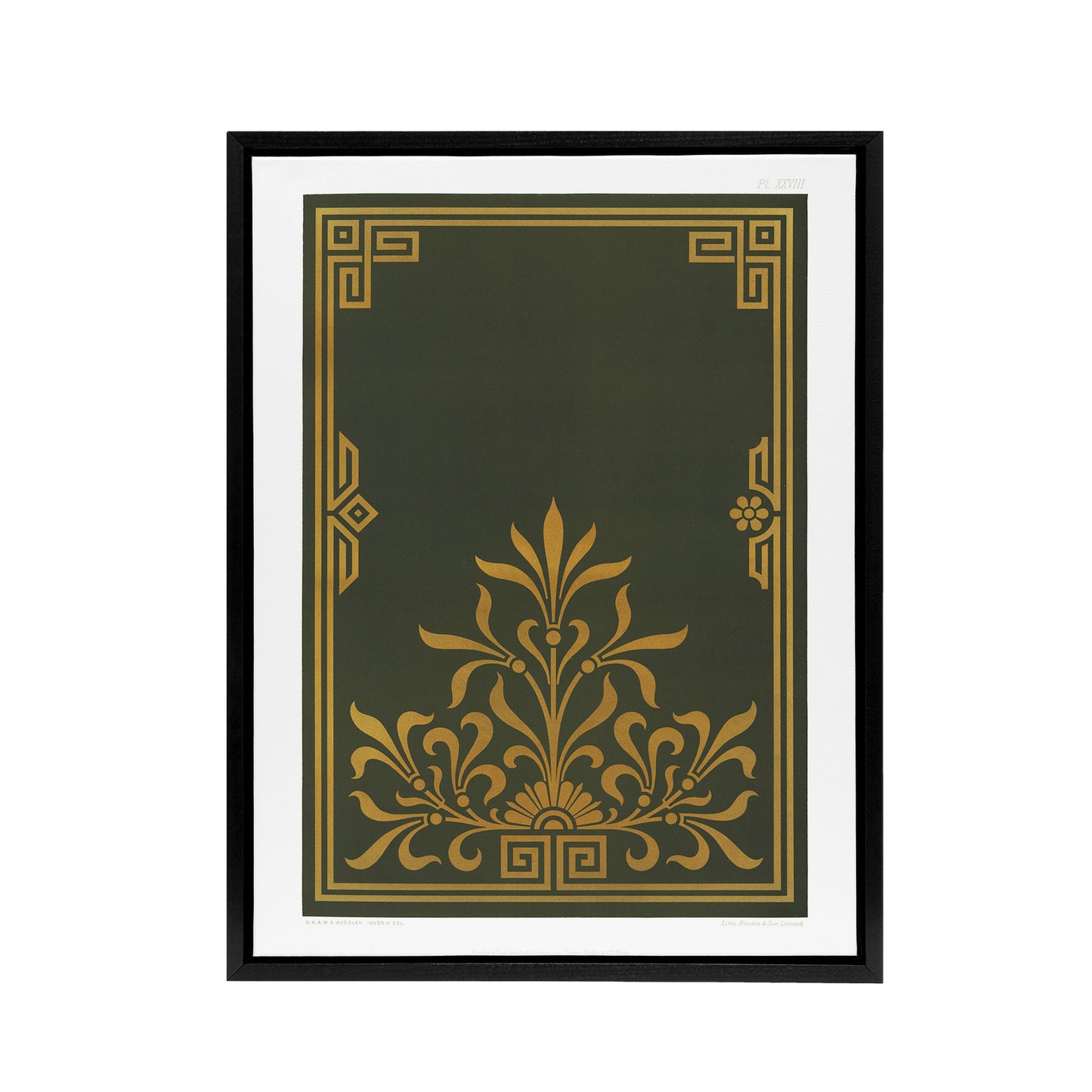 Antique Art Deco Botanical Pattern Audsley Framed Canvas Wall Art Print