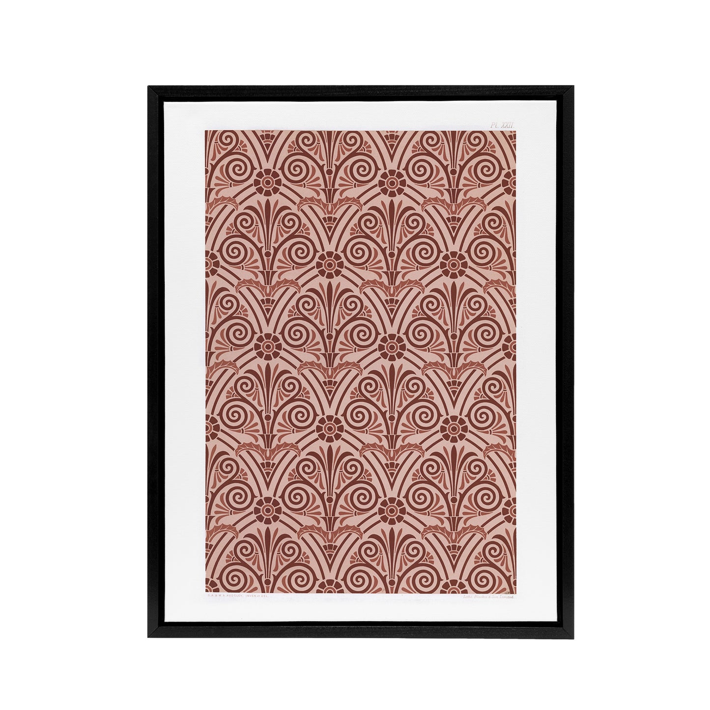 Antique Botanical Greek Pattern Audsley Framed Canvas Wall Art Print