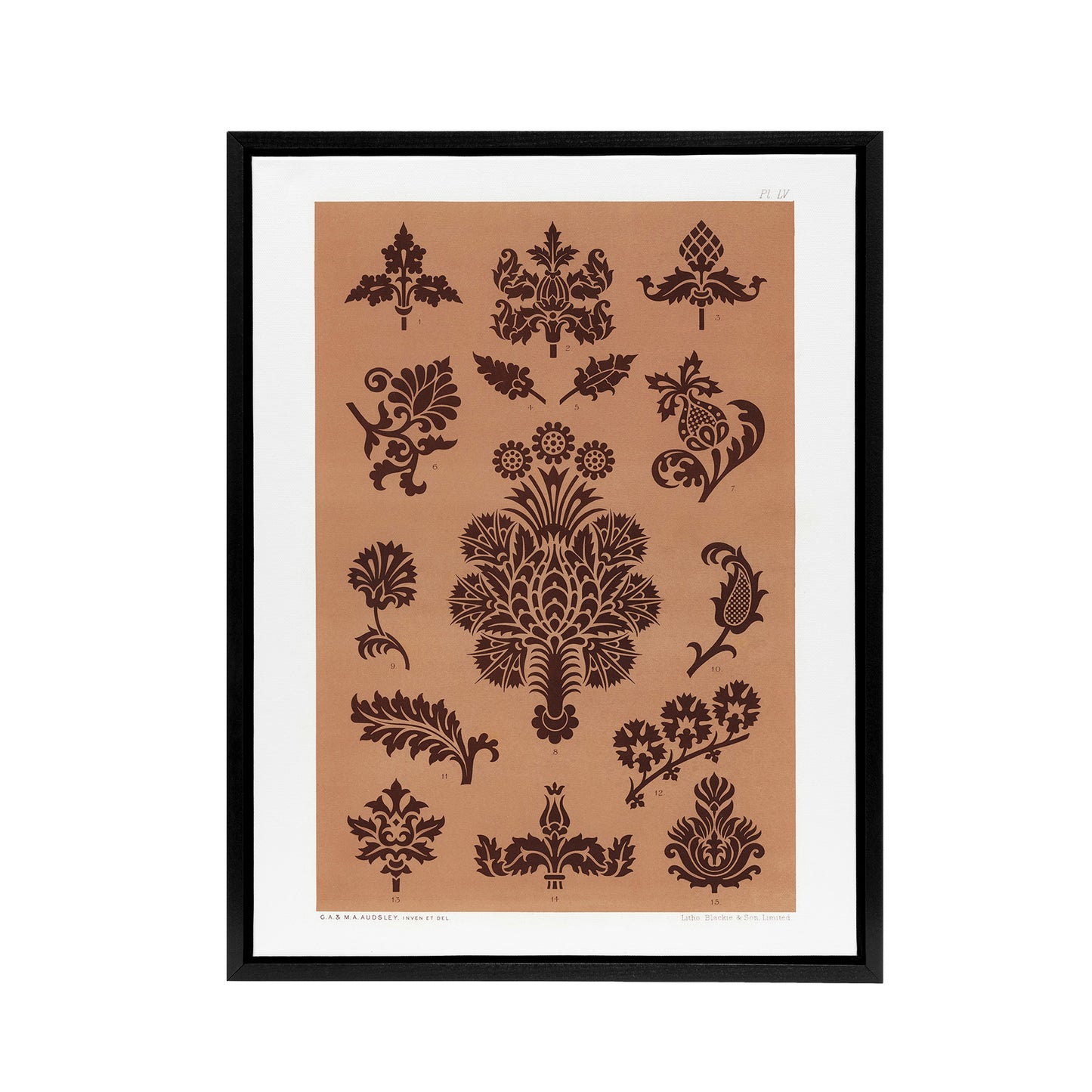 Medieval Botanical Pattern GA and MA Audsley Framed Canvas Wall Art Print