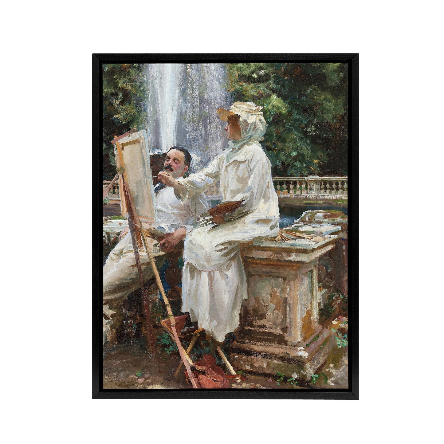 The Fountain Villa Torlonia Sargent Framed Canvas Wall Art Print