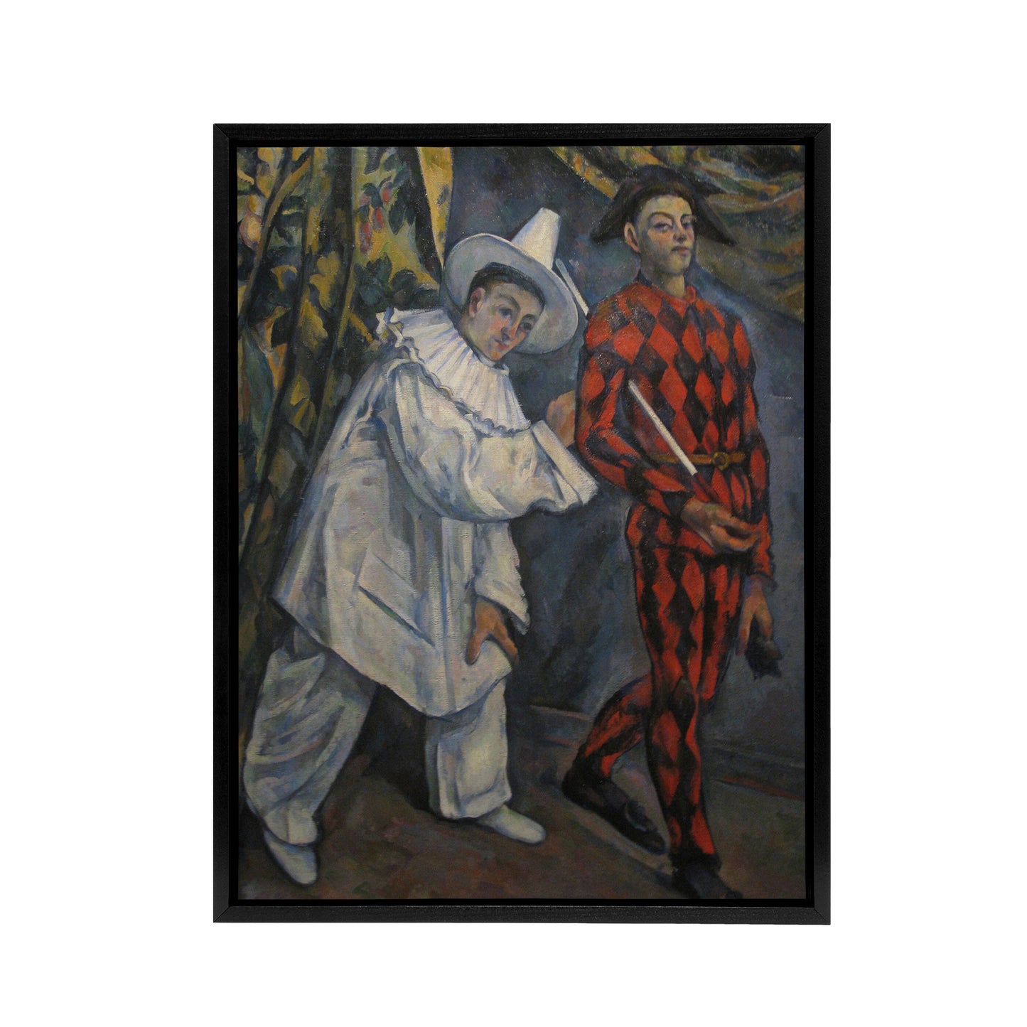 Mardi Gras Pierrot Clown and Harlequin Cezanne Framed Canvas Wall Art Print