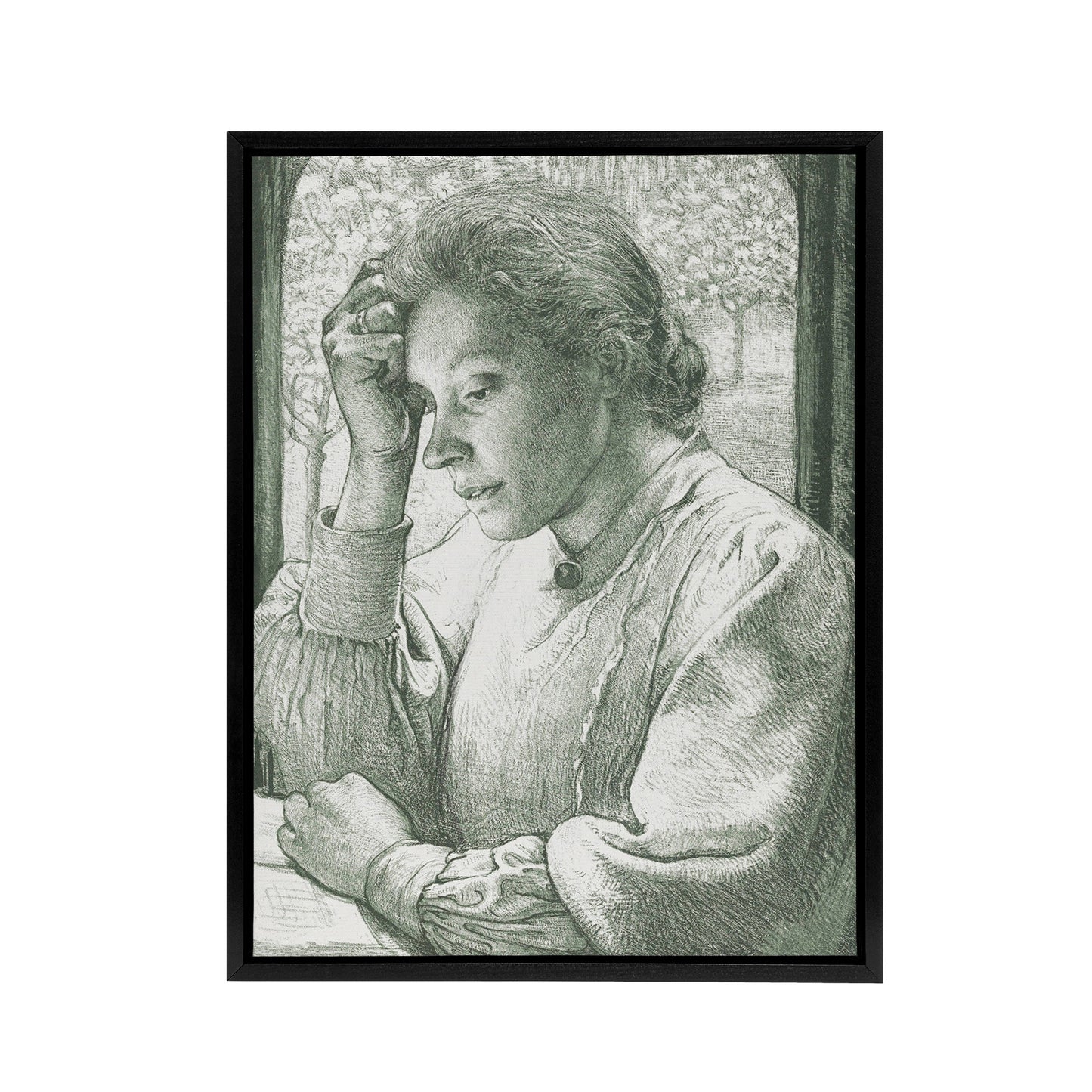 Pencil Portrait of Henriette Holst Framed Canvas Wall Art Print