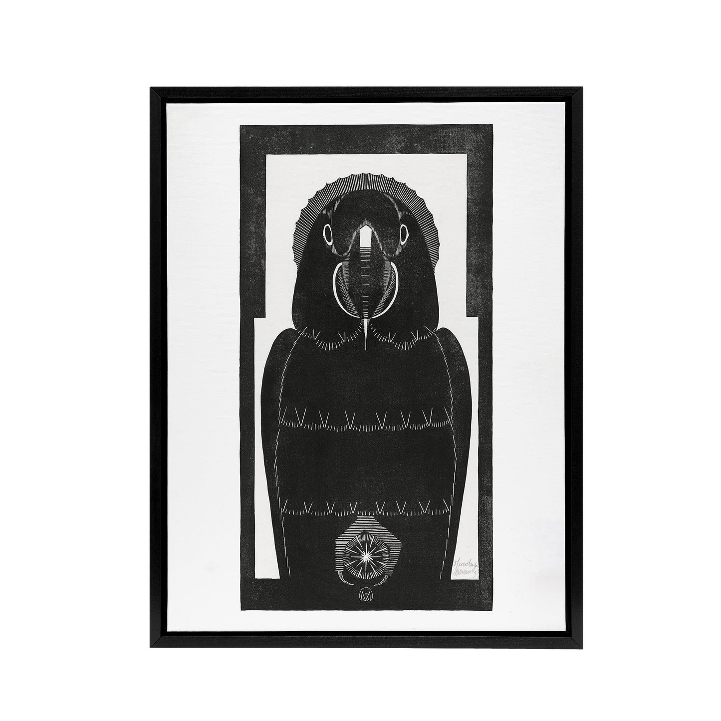 Stylised Ara Macaw Parrot De Mesquita Framed Canvas Wall Art Print