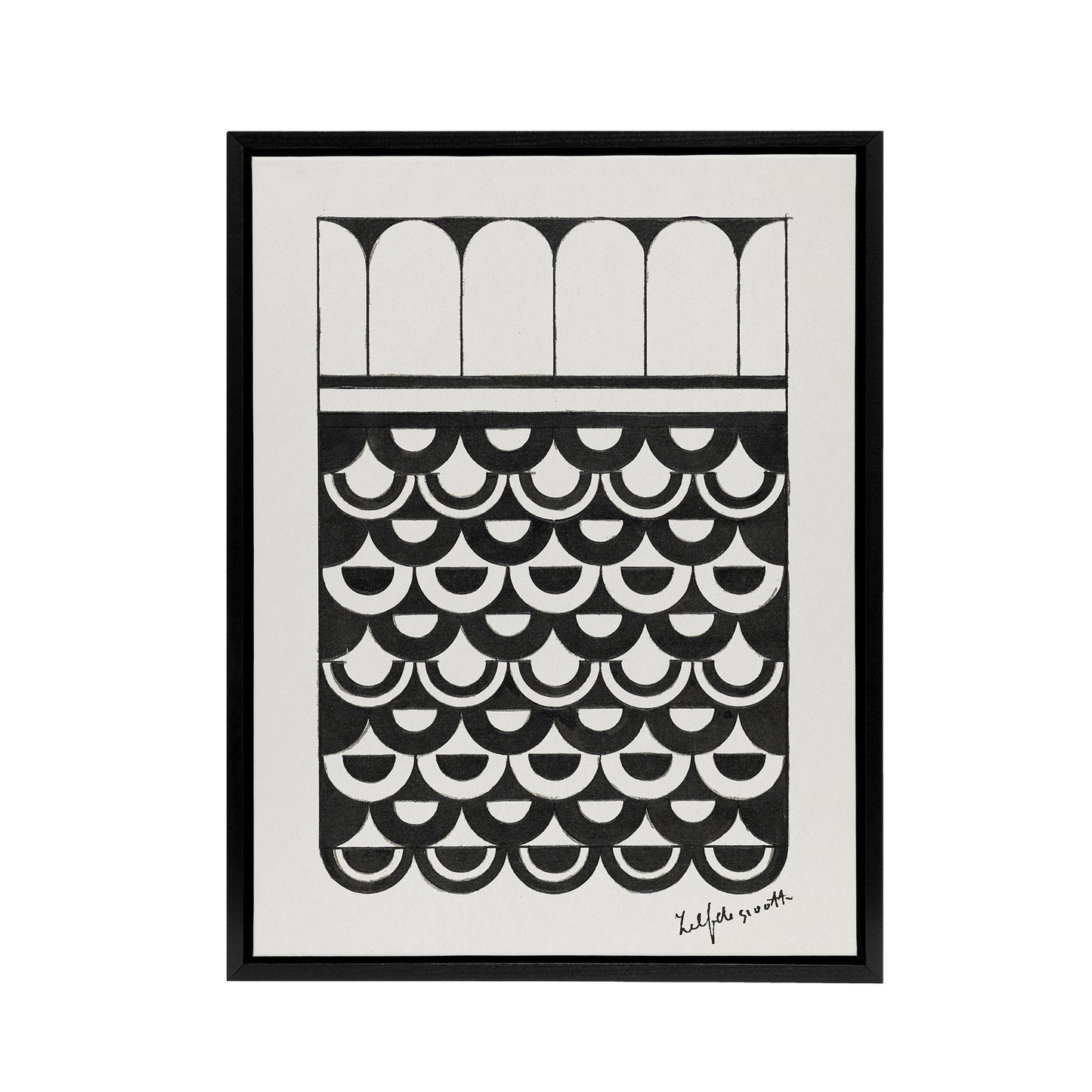 Geometric Ornament of Scales De Mesquita Framed Canvas Wall Art Print