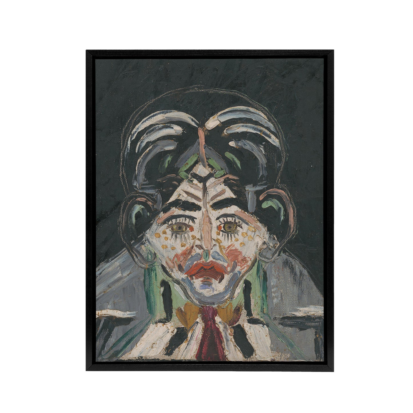 Head of a Woman Portrait Kubincan Black Framed Canvas Wall Art Print