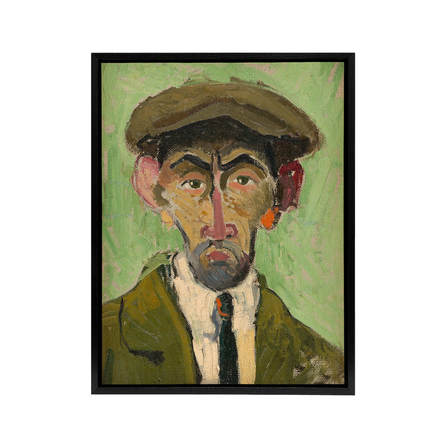 Self Portrait in Green Arnold Weisz Kubincan Black Framed Canvas Wall Art