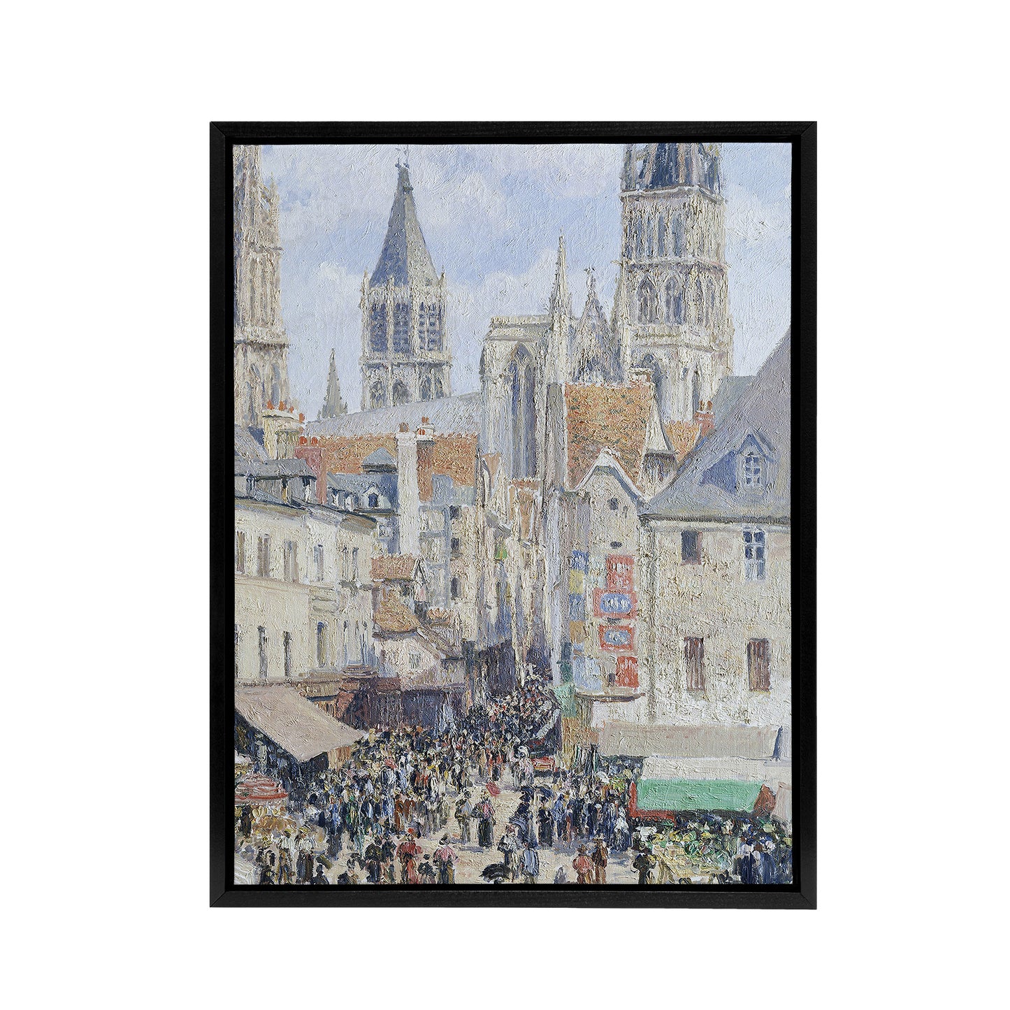 Grocery Street Rouen Cityscape Pissarro Black Framed Canvas Wall Art
