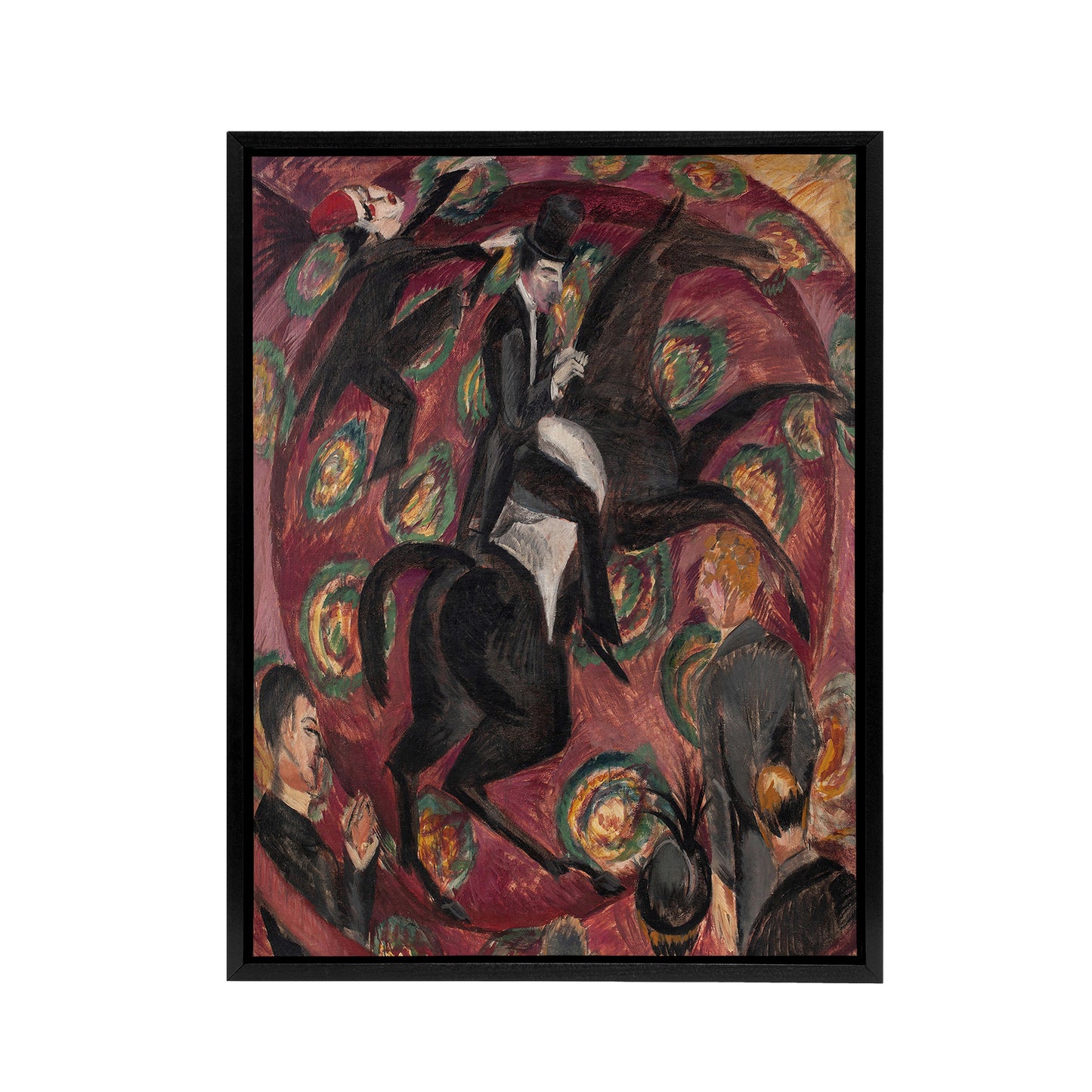 Circus Rider Castanets Dancers Kirchner Black Framed Canvas Wall Art