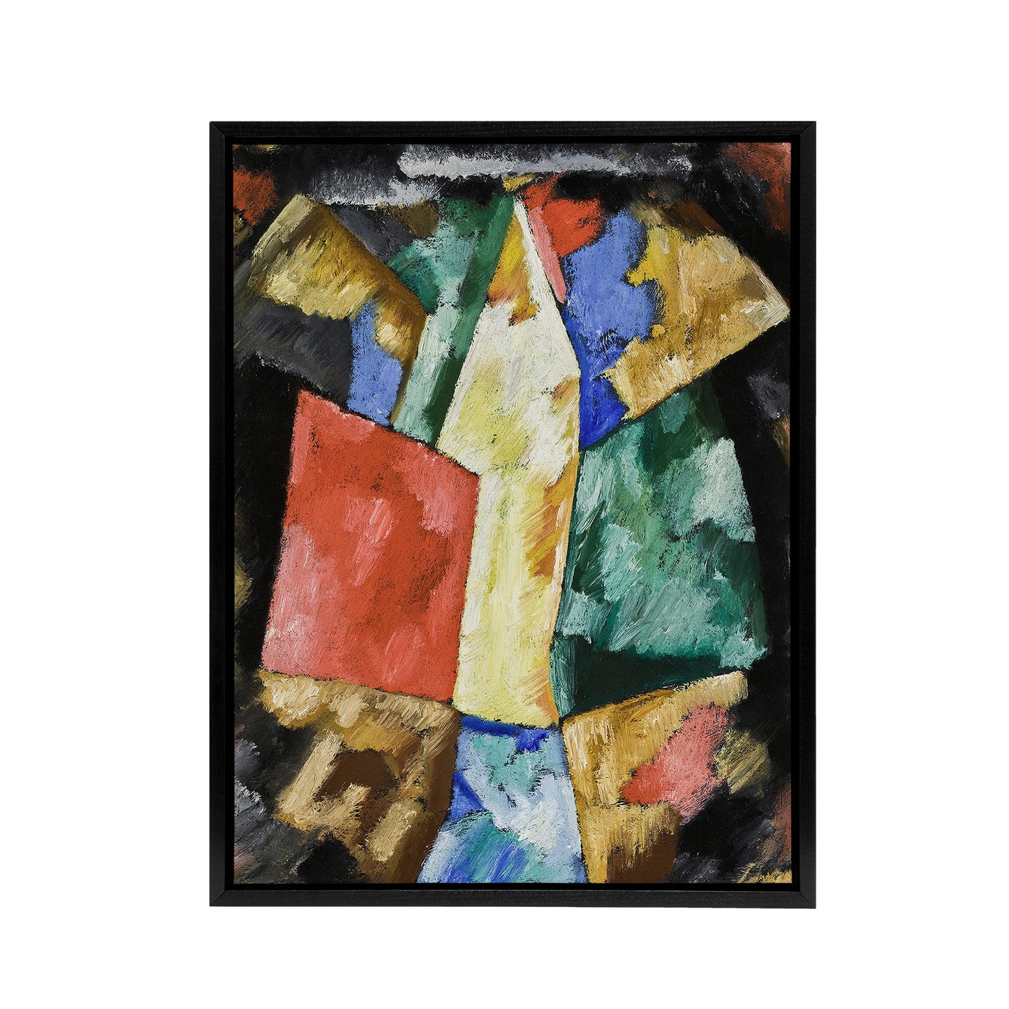 Blue Yellow and Green Abstraction Hartley Black Framed Canvas Wall Art