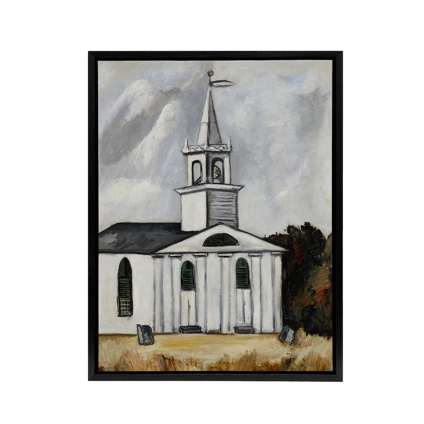 Church at Head Tide Maine Marsden Hartley Black Framed Canvas Wall Art