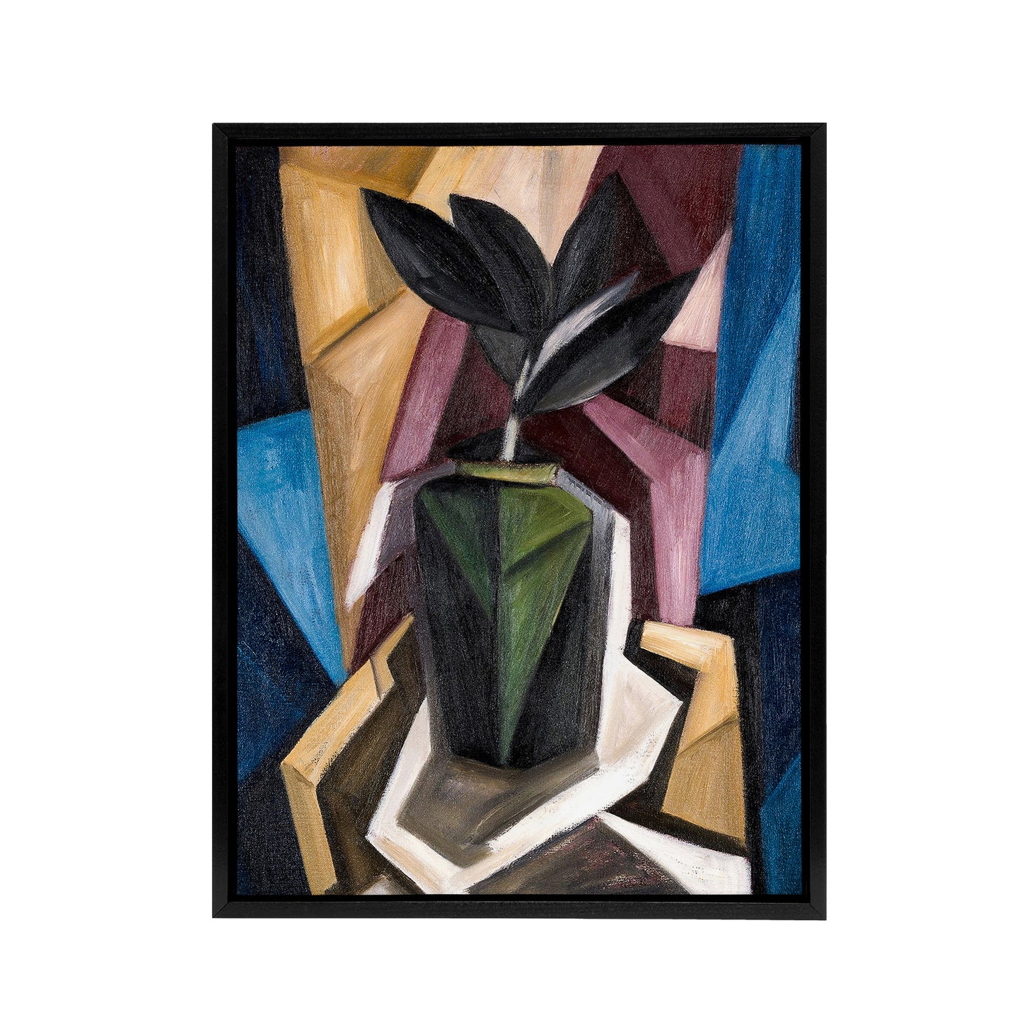 Rubber Plant Abstract Painting Hartley Black Framed Canvas Wall Art Print