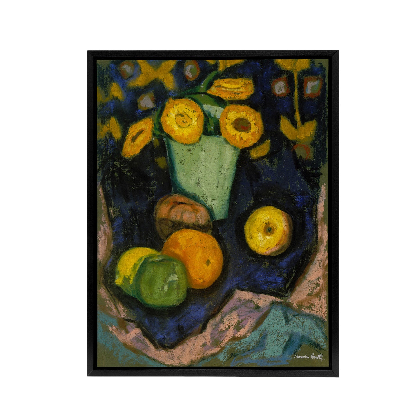 Still Life with Flowers and Fruit Hartley Black Framed Canvas Wall Art