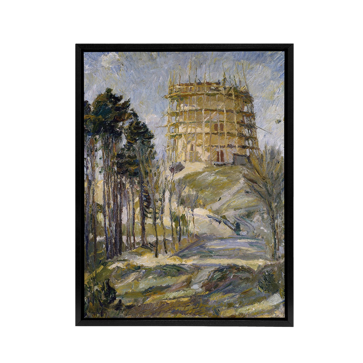 Water Tower in Hermsdorf Landscape Beckmann Black Framed Canvas Wall Art
