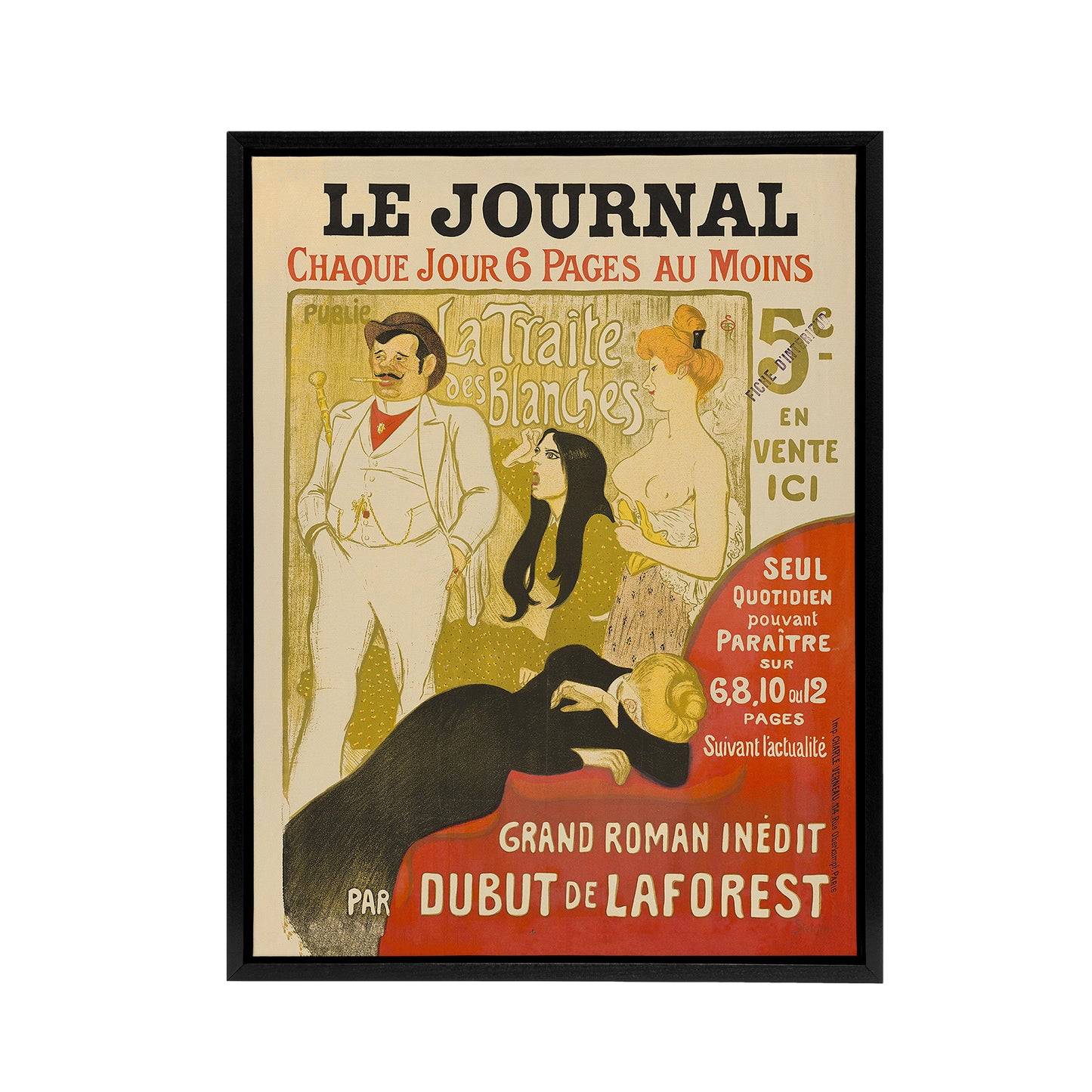Journal Vintage Newspaper Magazine Cover Steinlen Framed Canvas Wall Art