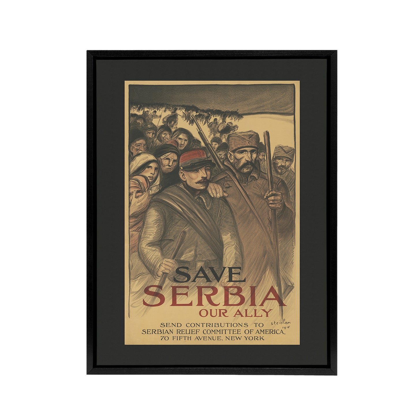 Save Serbia Our Ally WWI Propaganda Steinlen Black Framed Canvas Wall Art