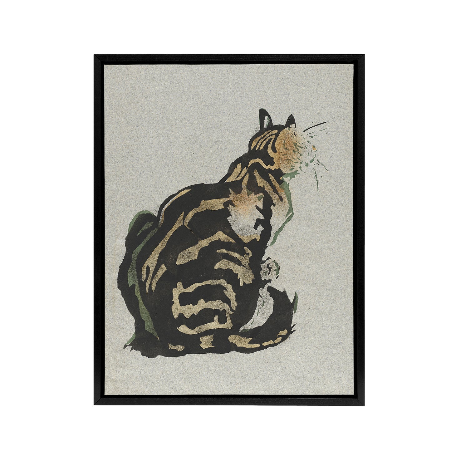 Sitting Cat Art Nouveau Painting Steinlen Black Framed Canvas Wall Art