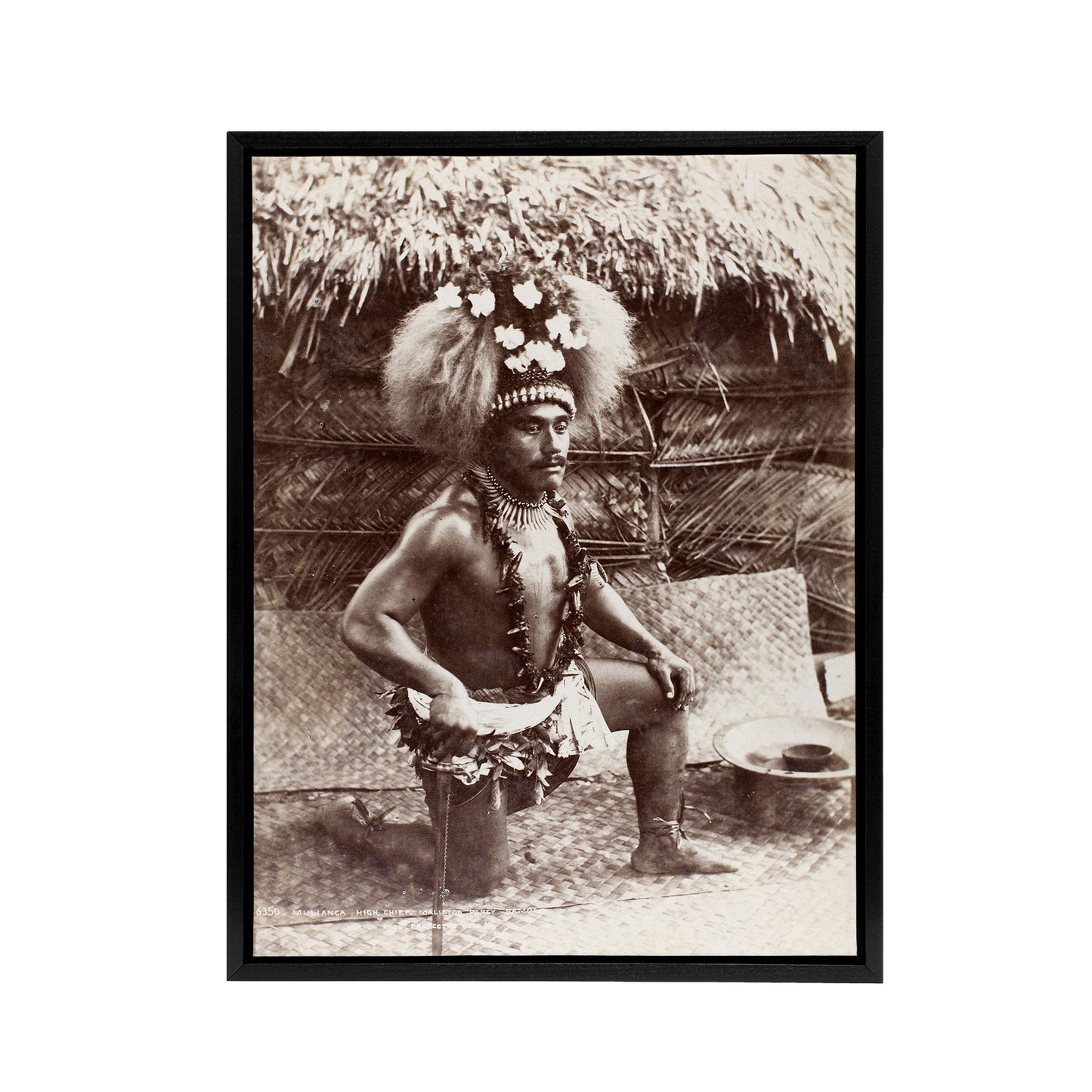 Burton Brothers Malietoa High Chief Mulianga Black Framed Canvas Wall Art Print