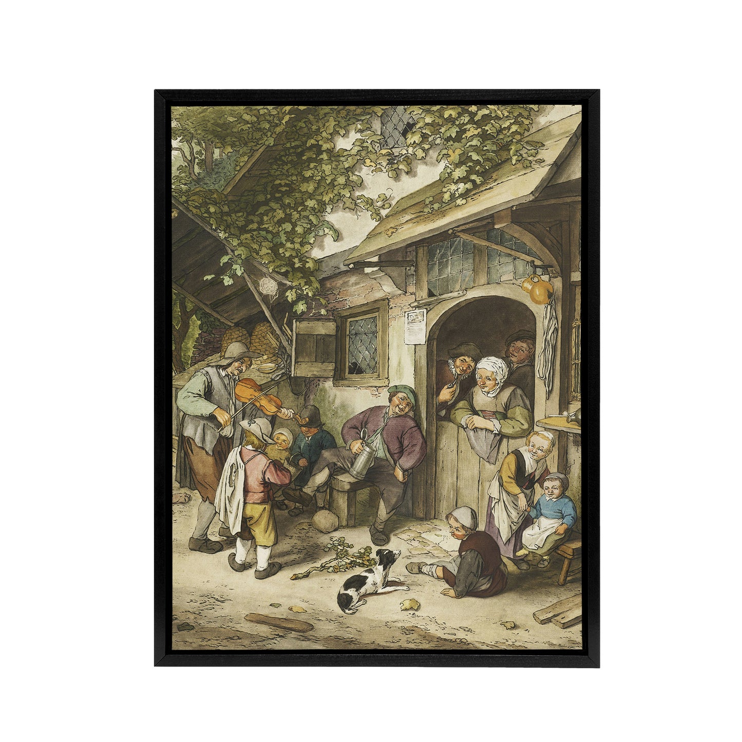 Cornelis Ploos van Amstel Violin Player At An Inn Black Framed Canvas Art Print
