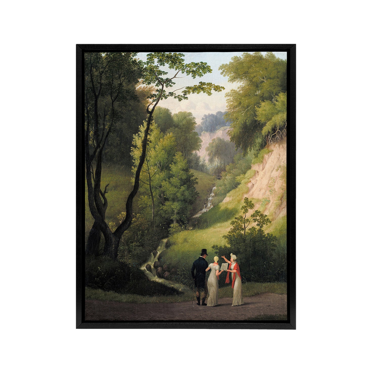 CW Eckersberg The Devil's Cleft at Liselund Manor Black Framed Canvas Art Print