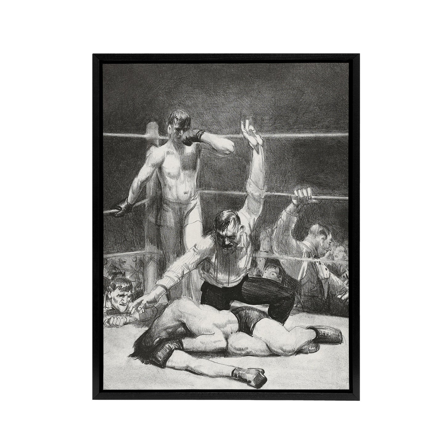 George Bellows Counted Out First Stone Boxing Black Framed Canvas Art Print