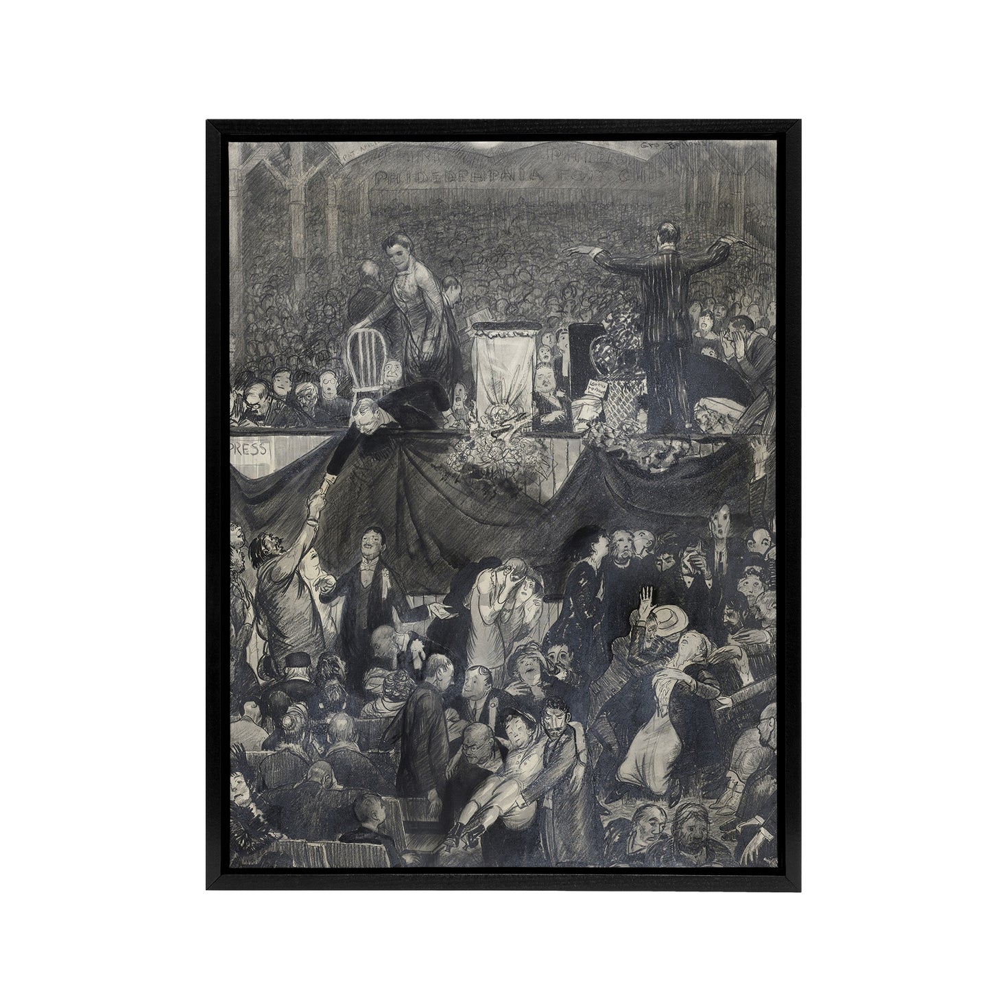 George Bellows The Sawdust Trail Pencil Drawing Black Framed Canvas Art Print