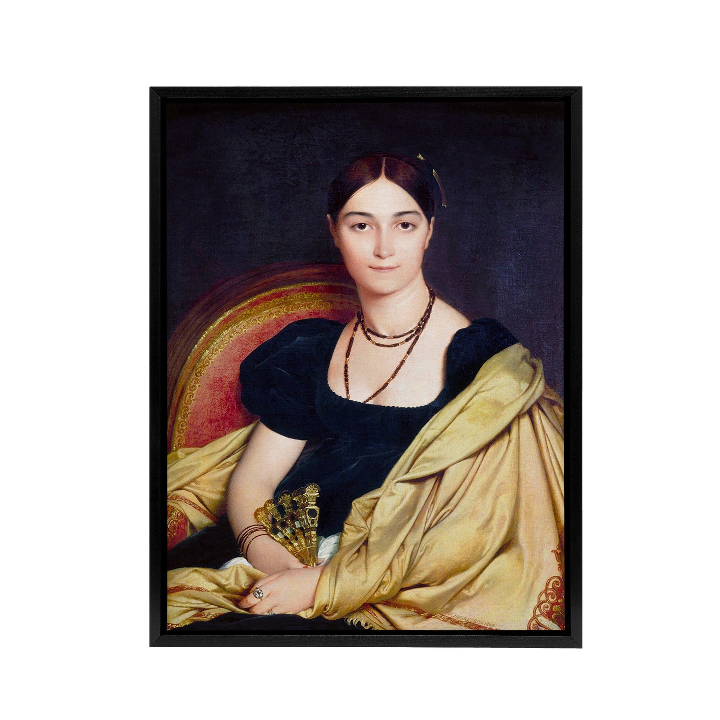 J A D Ingres Portrait of Madame Duvaucey Black Framed Canvas Wall Art Print