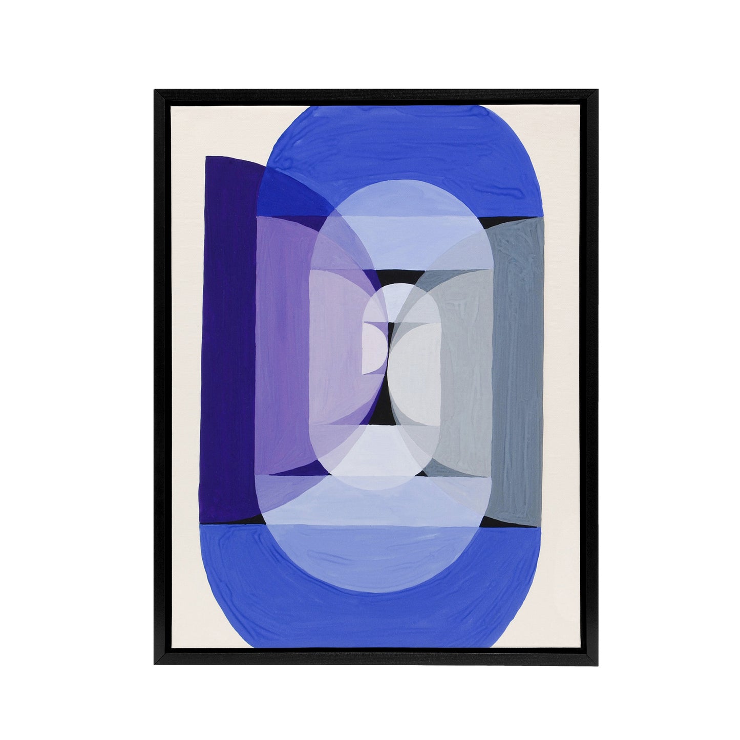 Joseph Schillinger Abstract Blue Gray Violet Wheel Black Framed Canvas Art
