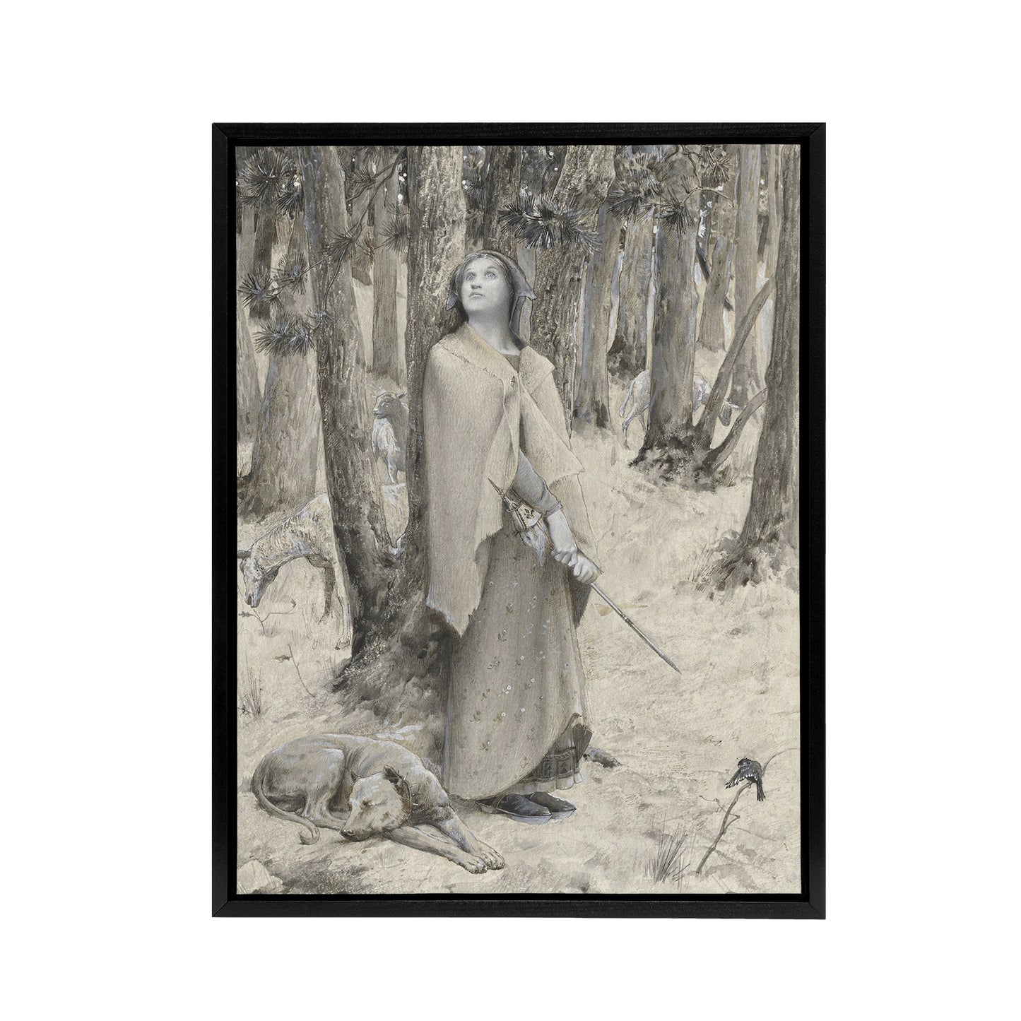 Luc Olivier Merson Joan of Arc Hearing the Voices Black Framed Canvas Art Print