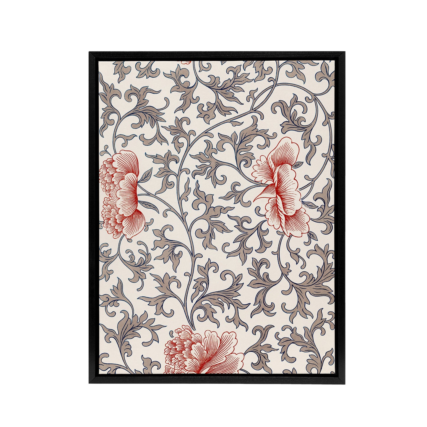 Owen Jones Ornamental Flower Filigree Pattern Black Framed Canvas Art Print