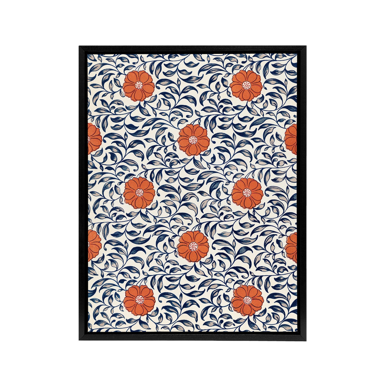 Owen Jones Simple Red Flower Bloom Pattern Black Framed Canvas Wall Art Print