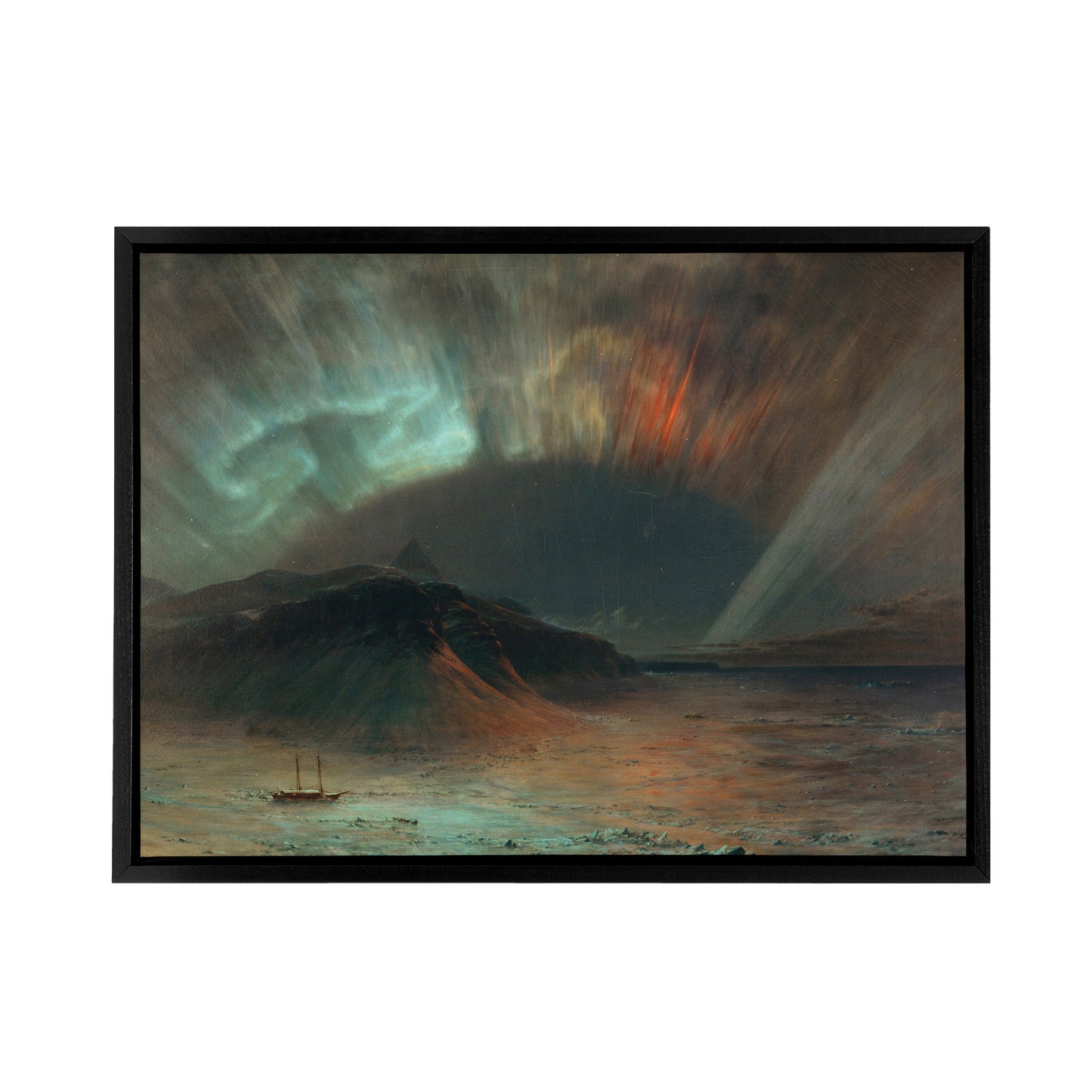 Frederic Church Aurora Borealis Seascape Black Framed Canvas Art Print