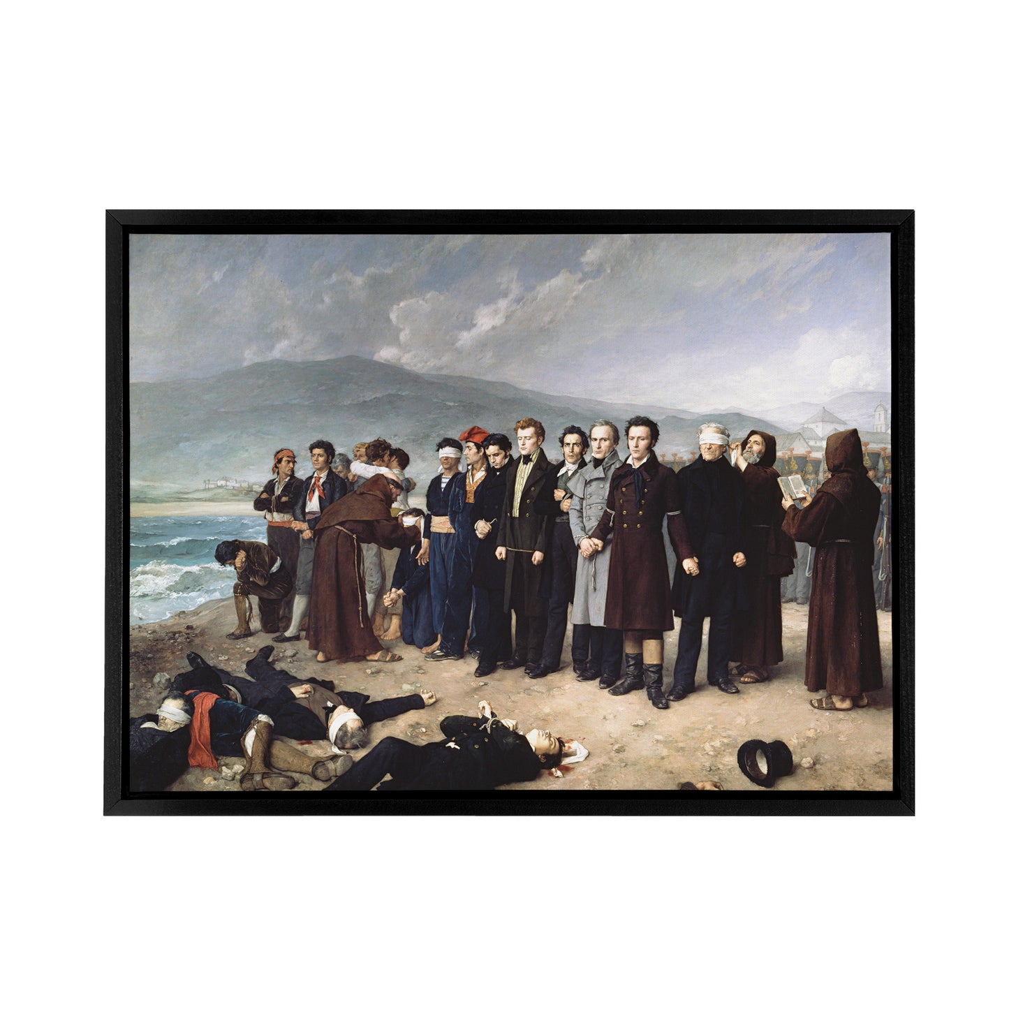 Antonio Gisbert Execution of Torrijos Black Framed Canvas Wall Art Print