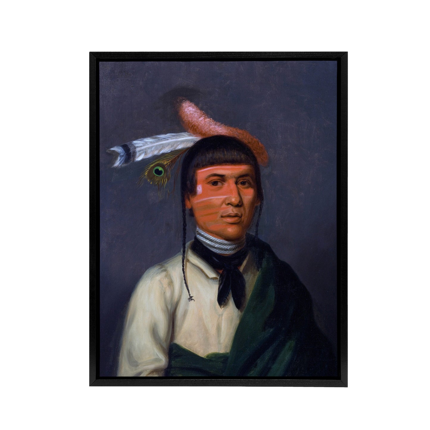 Henry Inman Chippewa Chief No Tin Portrait Black Framed Canvas Art Print