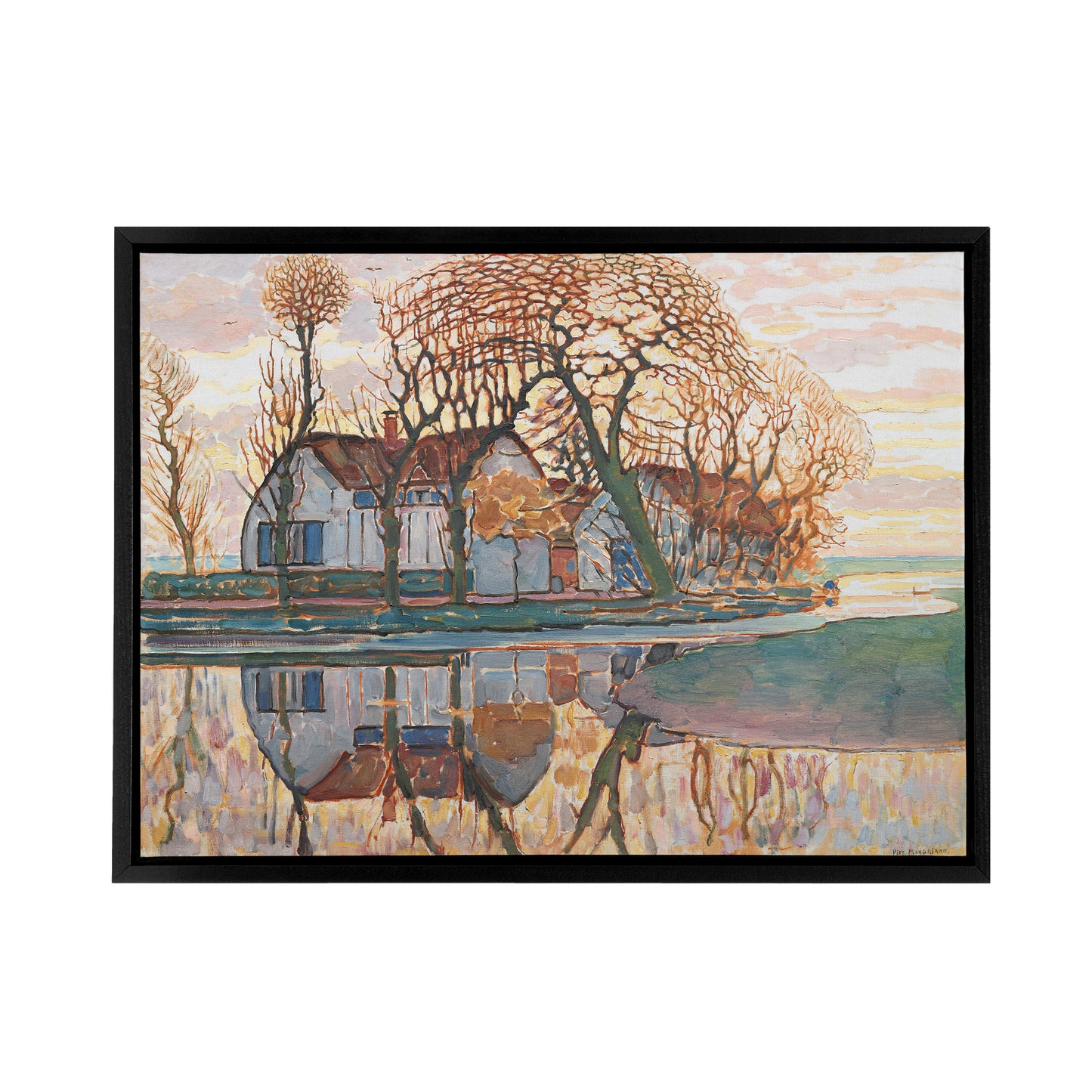Piet Mondrian Farm Near Duivendrecht Black Framed Canvas Wall Art Print