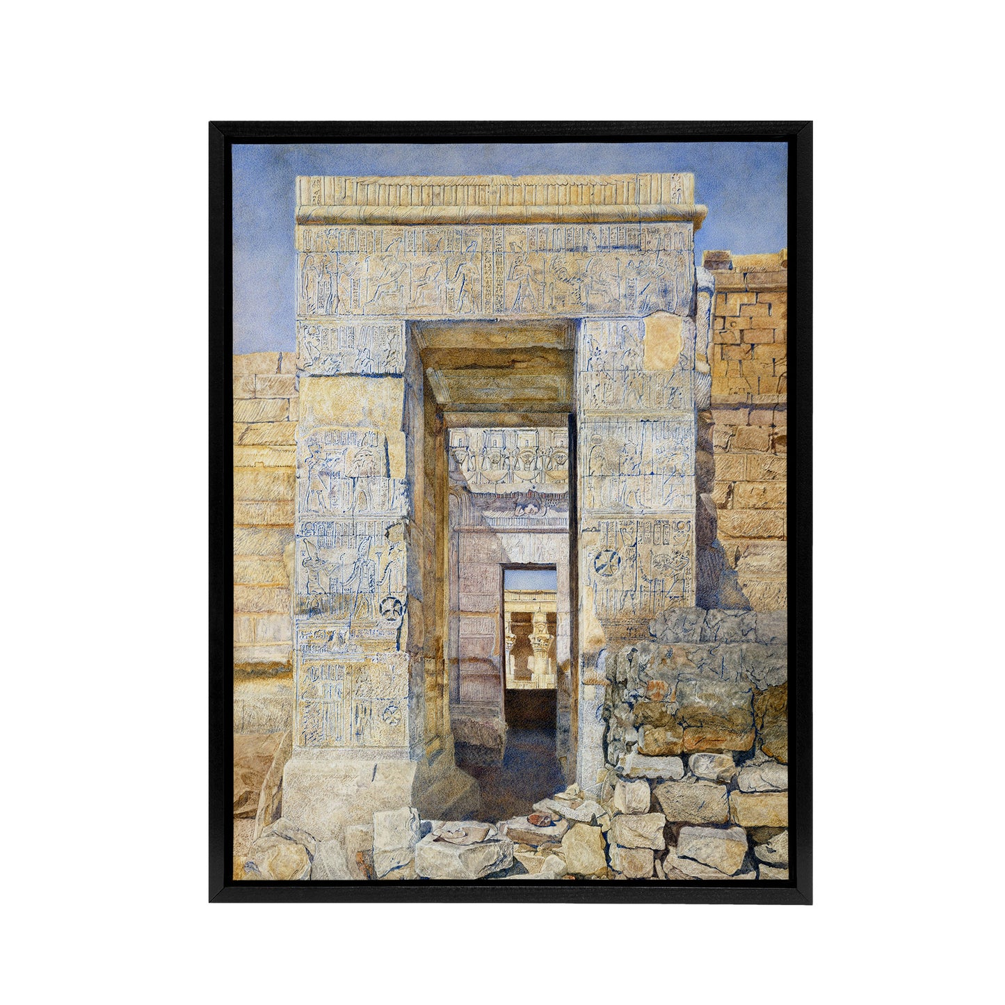 Newman East Entrance Isis Temple Black Framed Canvas Wall Art Print