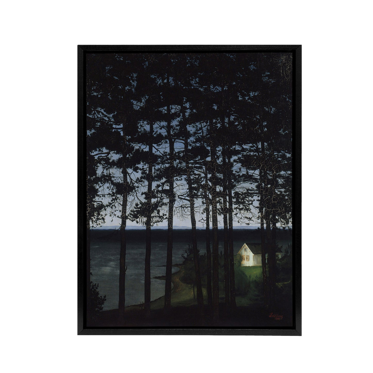 Harald Sohlberg Fisherman's Cottage Black Framed Canvas Wall Art Print