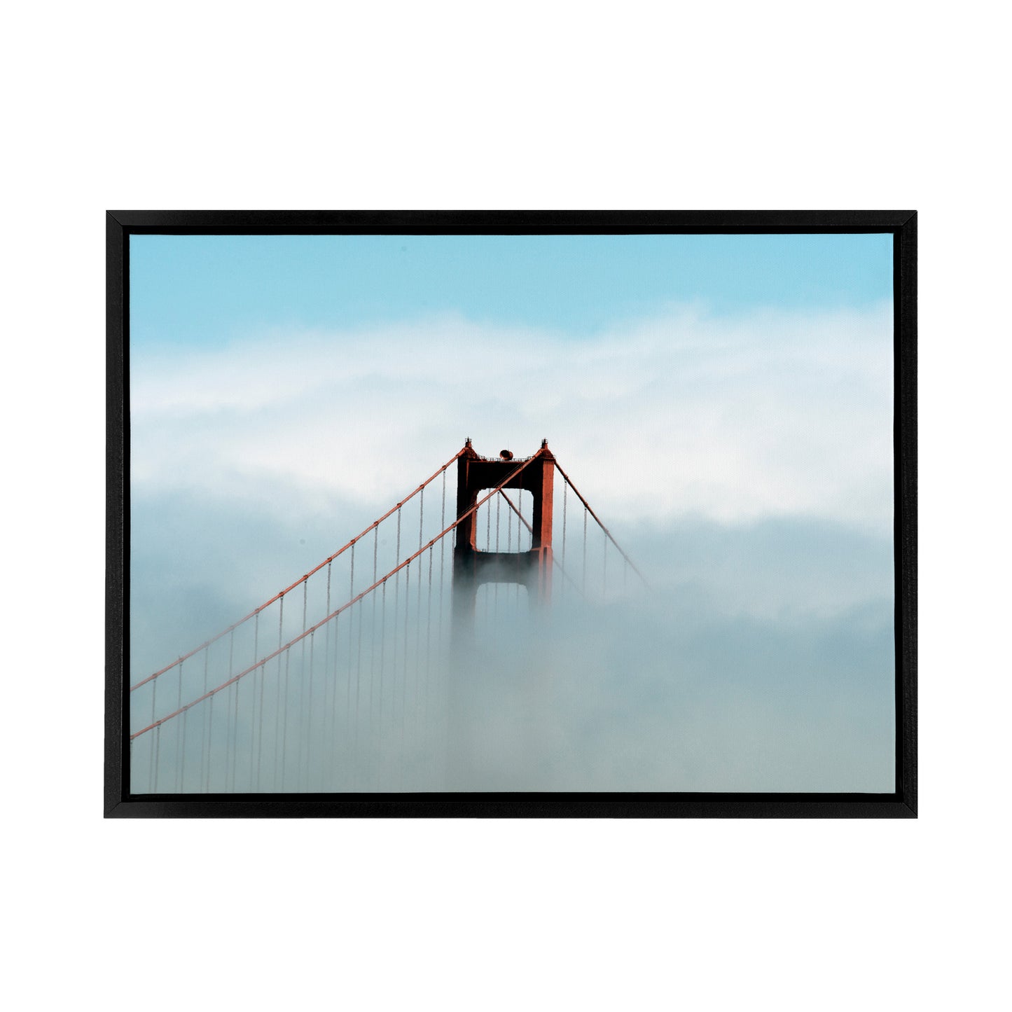 Highsmith Photo Golden Gate Bridge Fog Black Framed Canvas Wall Art Print