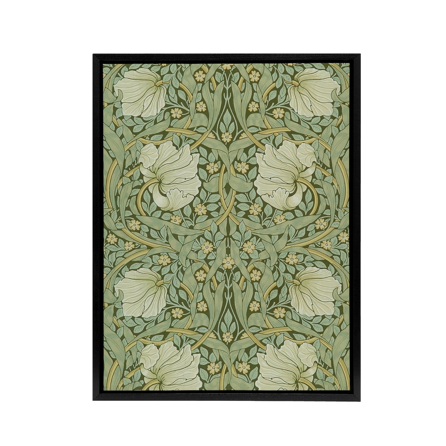 William Morris Pimpernel Floral Pattern Black Framed Canvas Wall Art Print