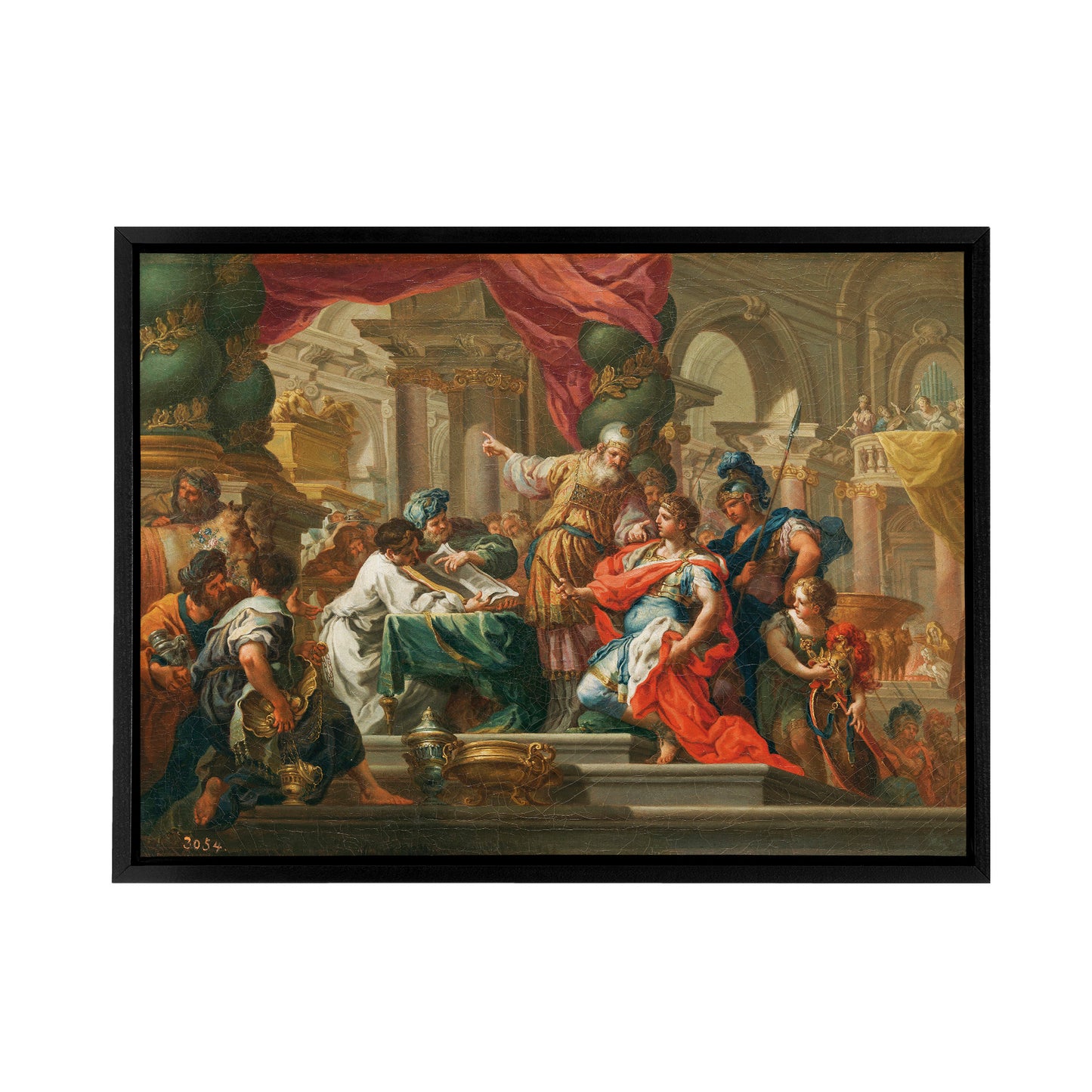 Alexander The Great In Temple of Jerusalem Black Framed Canvas Art Print