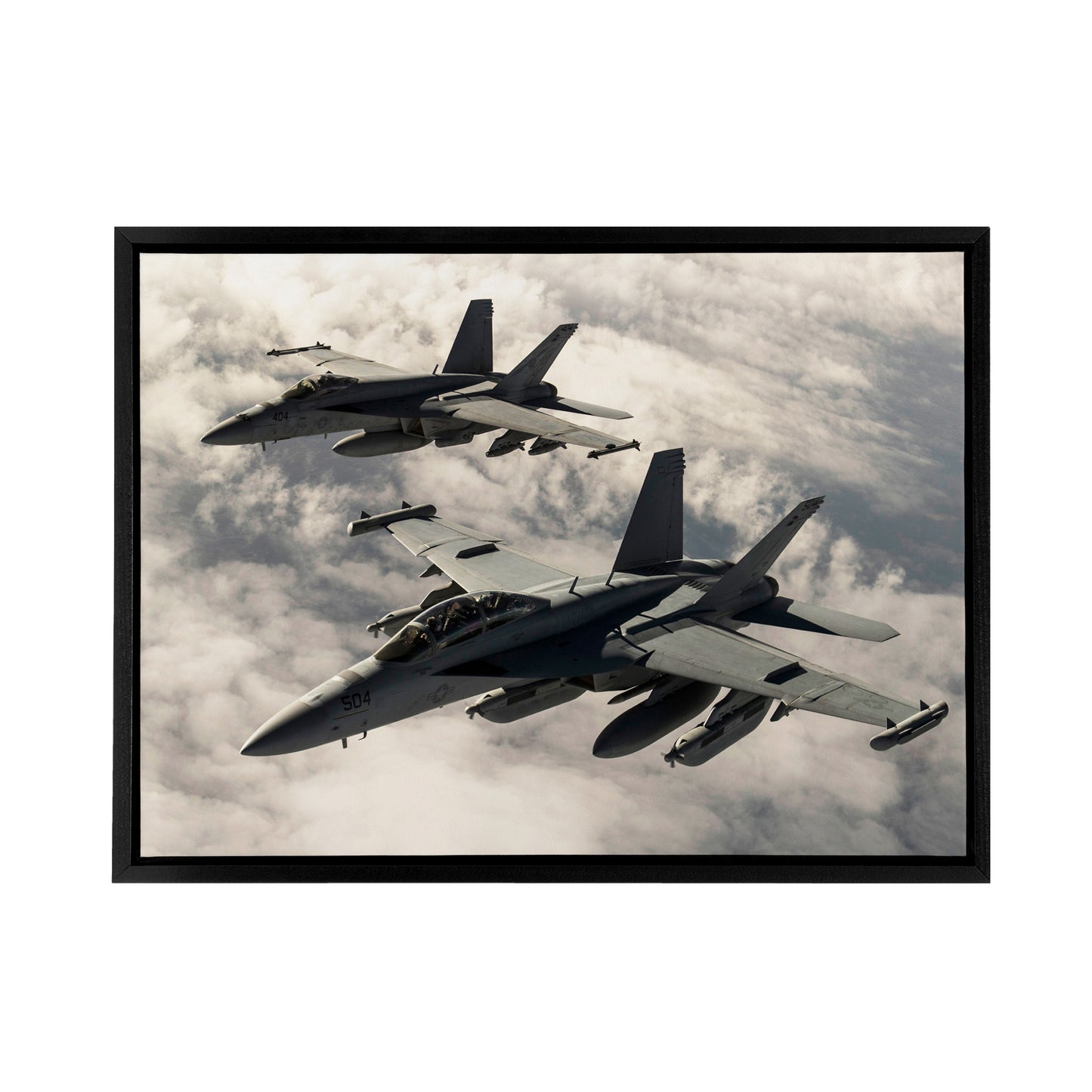 USAF F 18 Hornet Jet Fighters Black Framed Canvas Wall Art Print