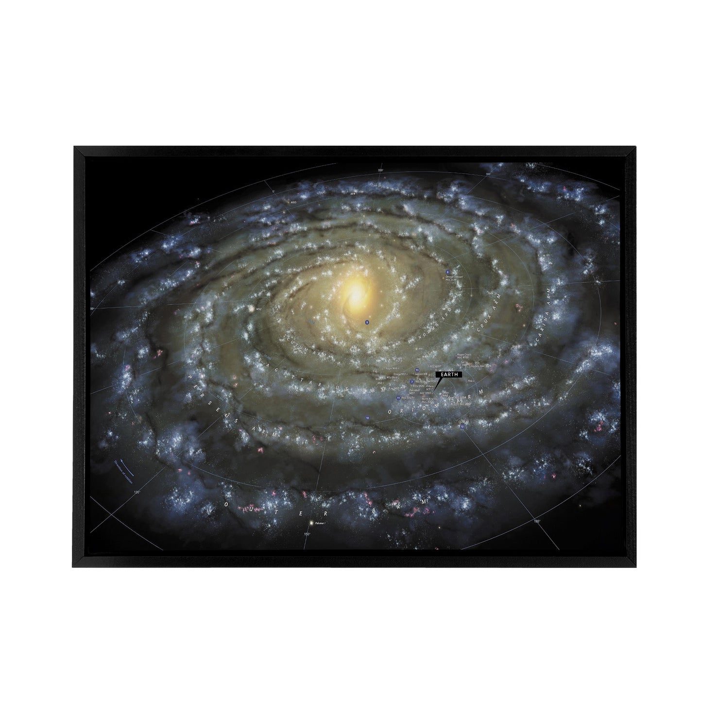 Space Map Milky Way Galaxy Spiral Black Framed Canvas Wall Art Print