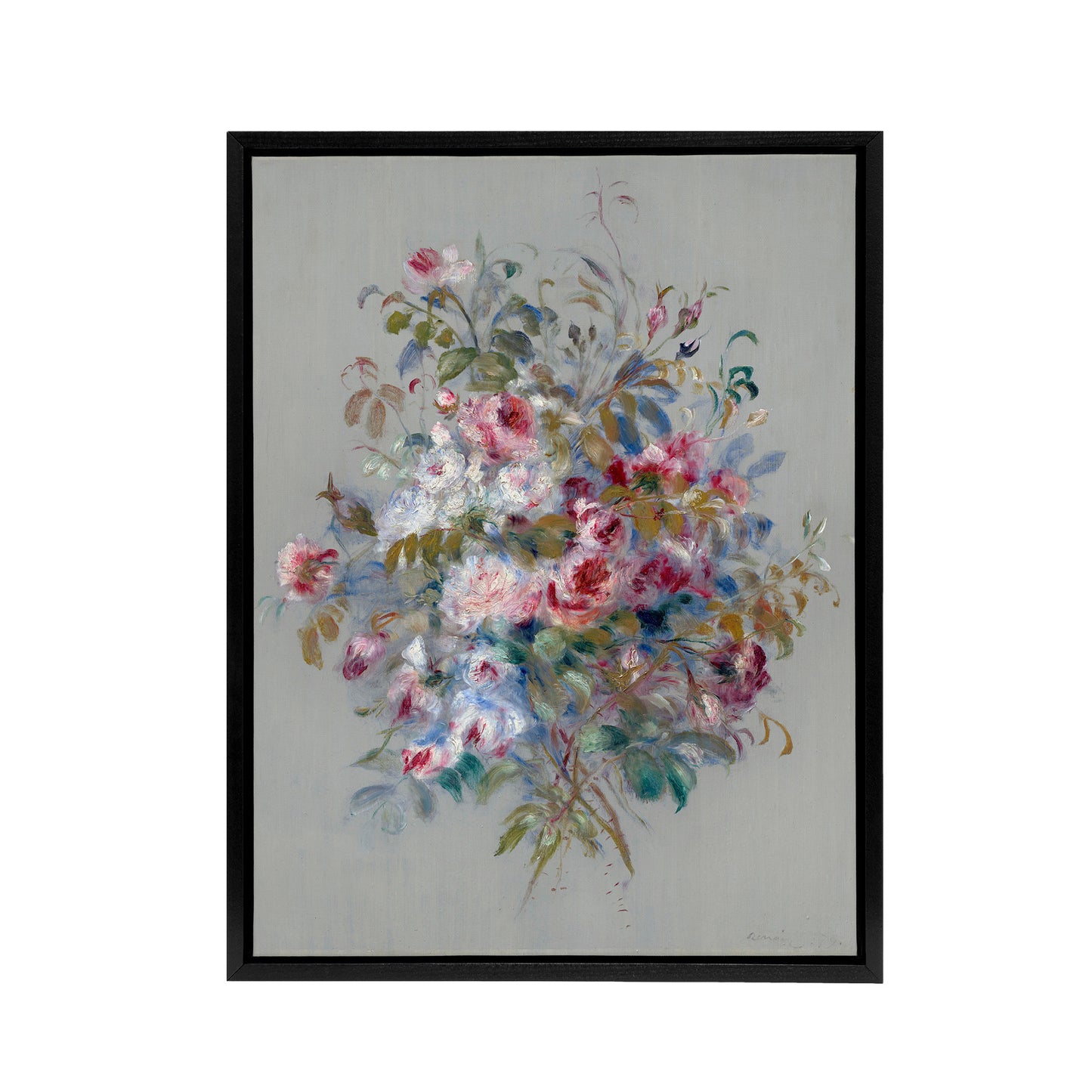 Renoir Bouquet Of Roses 1879 Black Framed Canvas Wall Art Print