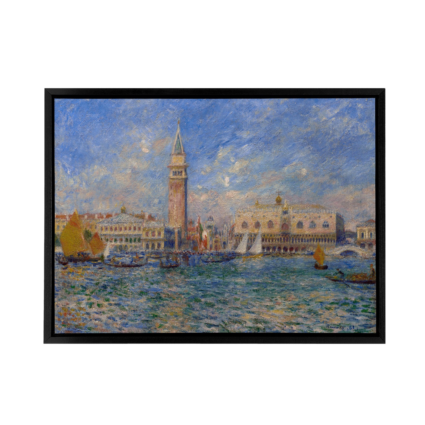 Renoir Venice The Doges Palace 1881 Black Framed Canvas Wall Art Print