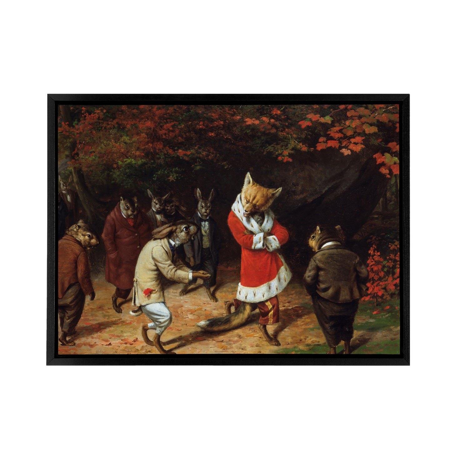 Holbrook Beard His Majesty Receives Fox Black Framed Canvas Wall Art Print